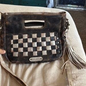 BED|STU Black and White Checkered Crossbody Bag